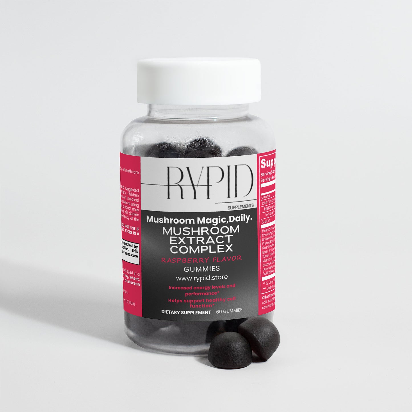 Mushroom Extract Complex Rasberry Flavor Gummies