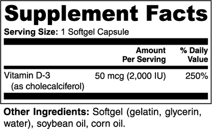 Vitamin D3 2,000 IU Softgels